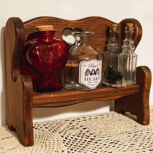 Vintage Miniature Wooden Bench Dollhouse Shelf